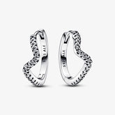 Pandora Funkelnde Welle Creolen: Sterling-Silber, Cubic Zirkonia